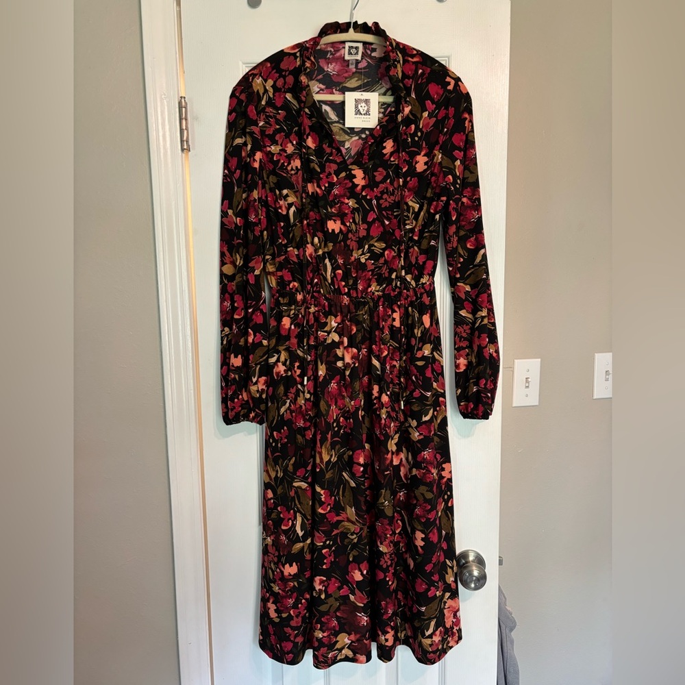 NWT Anne Klein Fall Floral Midi Dress Size 6